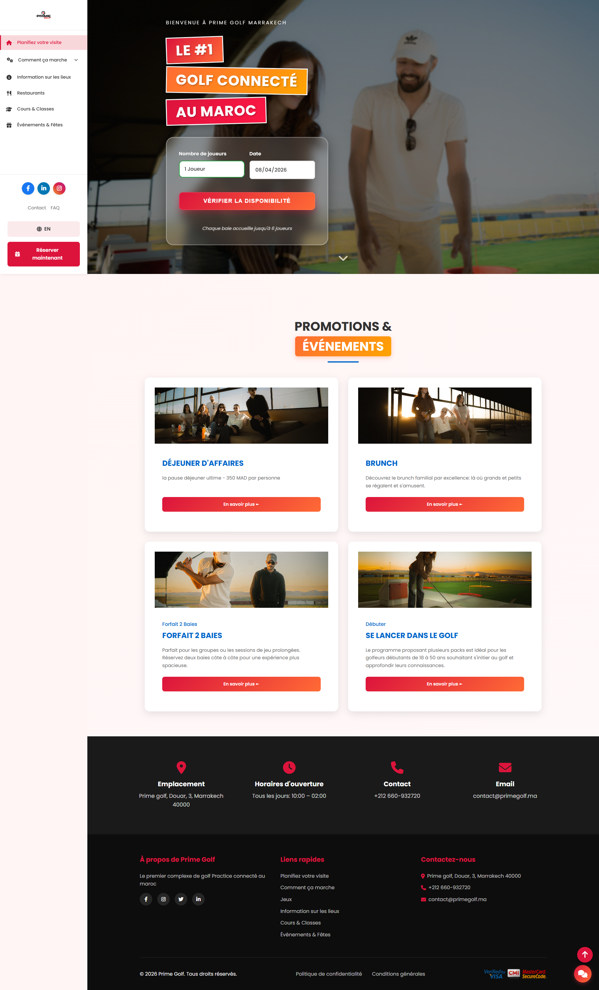 Prime Golf Marrakech Website